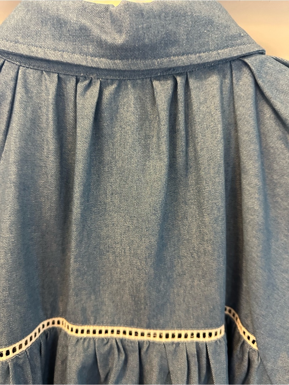 Women’s Blue Denim Button-Front Dress with Puff Sleeves size XS - Picture 10 of 12
